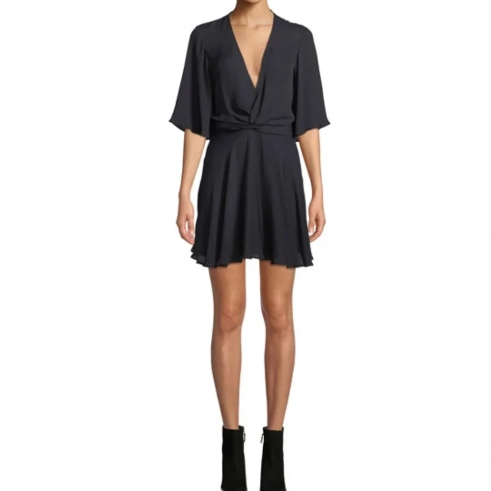 NWT $495 A.L.C. Ava Twist-Front Silk Mini Navy Dress in size 2!